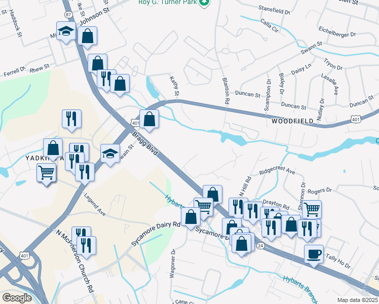 map of restaurants, bars, coffee shops, grocery stores, and more near 730 Villagio Place in Fayetteville