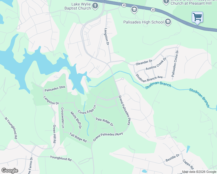 map of restaurants, bars, coffee shops, grocery stores, and more near 16802 Coves Edge Lane in Charlotte