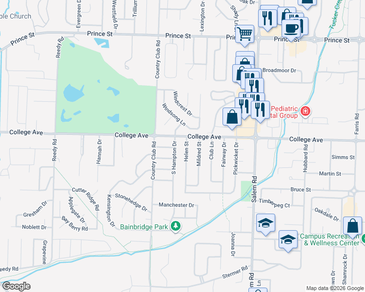 map of restaurants, bars, coffee shops, grocery stores, and more near 445 Helen Street in Conway