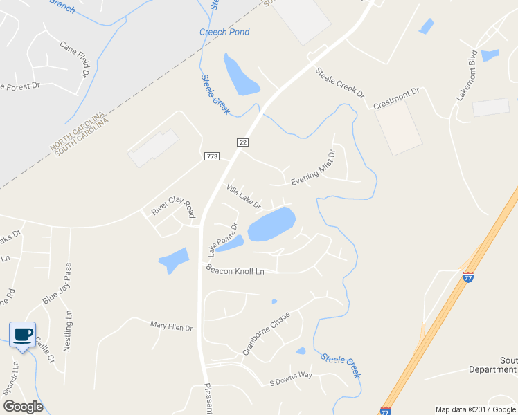 map of restaurants, bars, coffee shops, grocery stores, and more near 142 Villa Lake Drive in Fort Mill