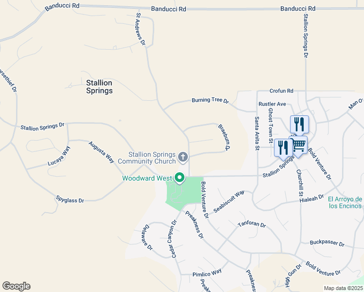 map of restaurants, bars, coffee shops, grocery stores, and more near 18280 Saint Andrews Drive in Tehachapi