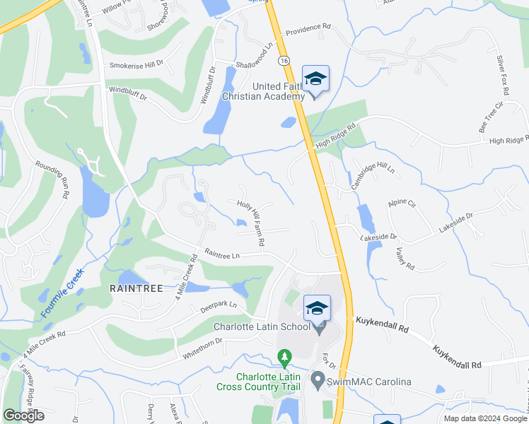 map of restaurants, bars, coffee shops, grocery stores, and more near 9304 Percy Court in Charlotte