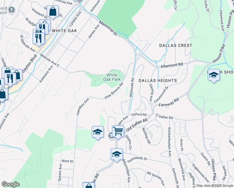 map of restaurants, bars, coffee shops, grocery stores, and more near 1647 Pine Breeze Road in Red Bank