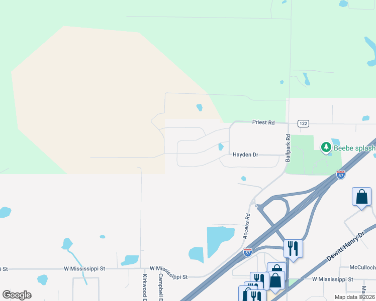 map of restaurants, bars, coffee shops, grocery stores, and more near 105 Michelle Drive in Beebe