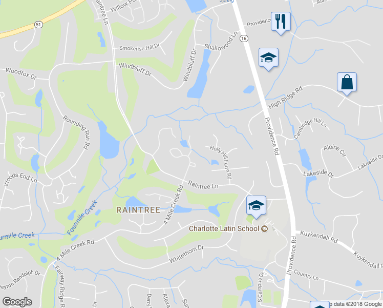 map of restaurants, bars, coffee shops, grocery stores, and more near 9100 Arbourgate Meadows Lane in Charlotte
