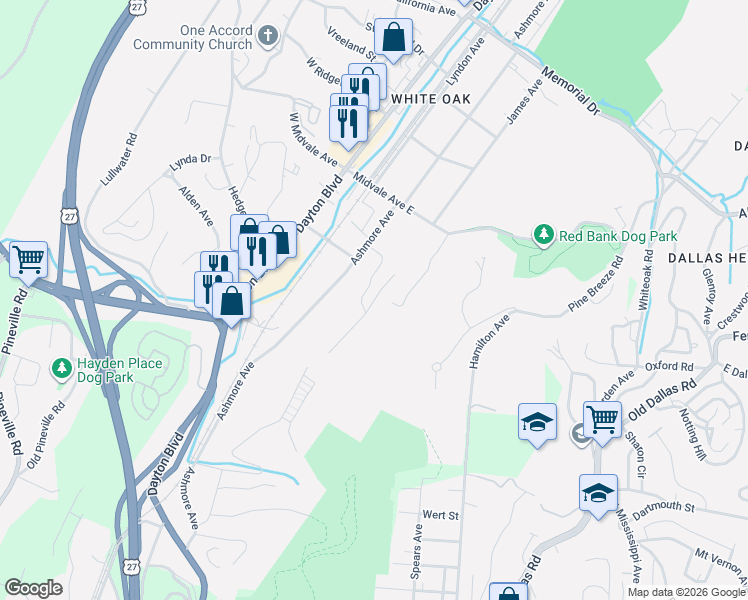 map of restaurants, bars, coffee shops, grocery stores, and more near 1826 Seven Pines Lane in Chattanooga