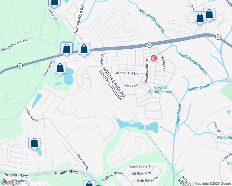 map of restaurants, bars, coffee shops, grocery stores, and more near 3015 Cross Vine Lane in Fort Mill