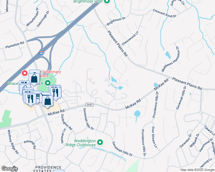 map of restaurants, bars, coffee shops, grocery stores, and more near 1900 McKee Road in Matthews