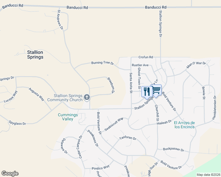 map of restaurants, bars, coffee shops, grocery stores, and more near 28181 Braeburn Drive in Tehachapi