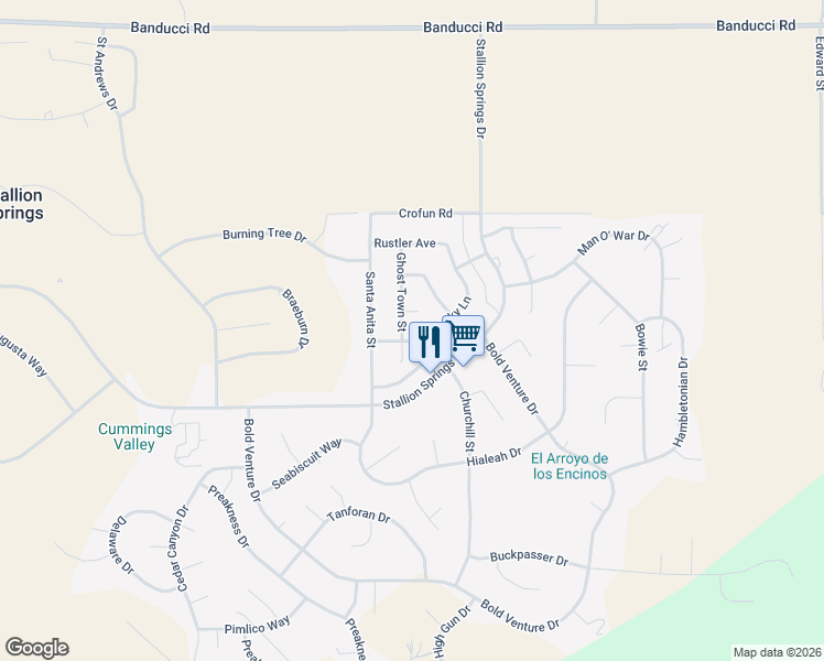 map of restaurants, bars, coffee shops, grocery stores, and more near 18220 Ghost Town Street in Tehachapi