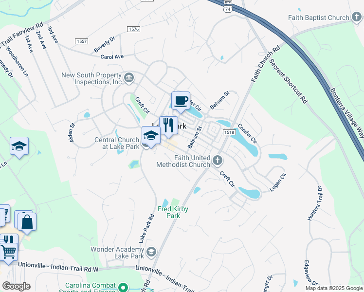 map of restaurants, bars, coffee shops, grocery stores, and more near 6112 Creft Circle in Indian Trail