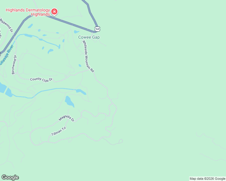 map of restaurants, bars, coffee shops, grocery stores, and more near 592 Whiteside Mountain Road in Cashiers