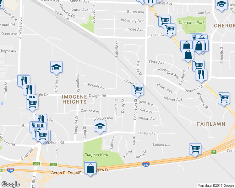 map of restaurants, bars, coffee shops, grocery stores, and more near 2210 Labelle Street in Memphis