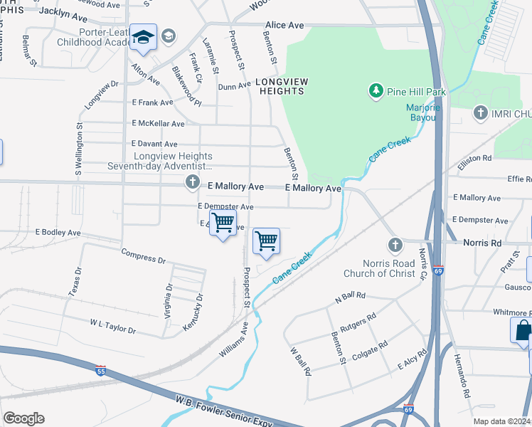 map of restaurants, bars, coffee shops, grocery stores, and more near 811 East Dempster Avenue in Memphis