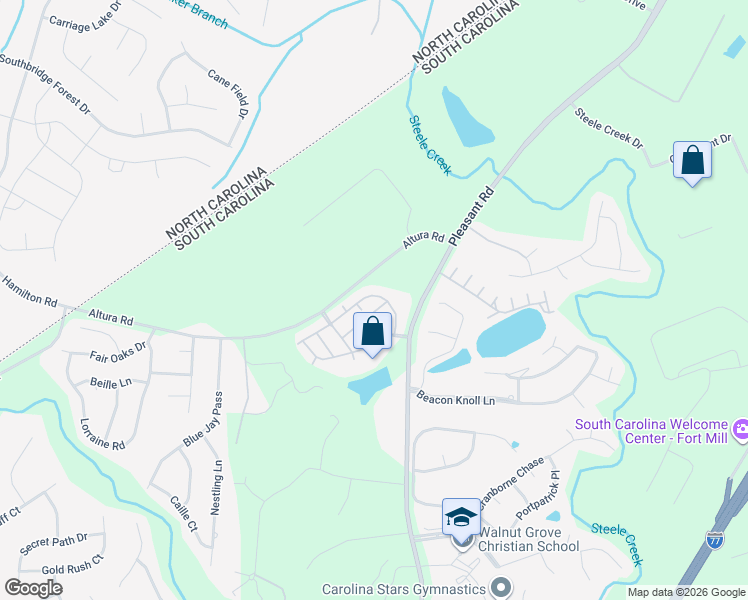 map of restaurants, bars, coffee shops, grocery stores, and more near 263 River Clay Road in Fort Mill