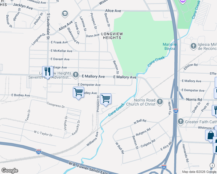 map of restaurants, bars, coffee shops, grocery stores, and more near 811 East Dempster Avenue in Memphis