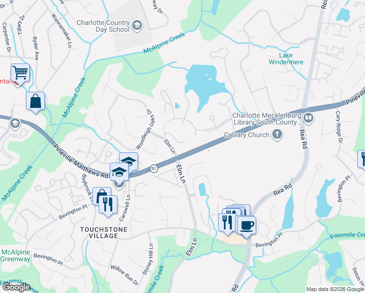 map of restaurants, bars, coffee shops, grocery stores, and more near in Charlotte
