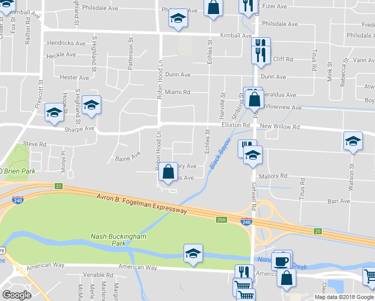 map of restaurants, bars, coffee shops, grocery stores, and more near 3766 Green Bush Place in Memphis