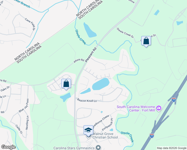 map of restaurants, bars, coffee shops, grocery stores, and more near 402 Merion Lane in Fort Mill