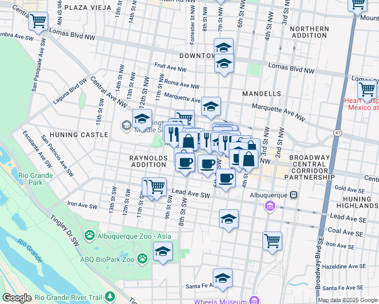 map of restaurants, bars, coffee shops, grocery stores, and more near 718 U.S. Route 66 in Albuquerque