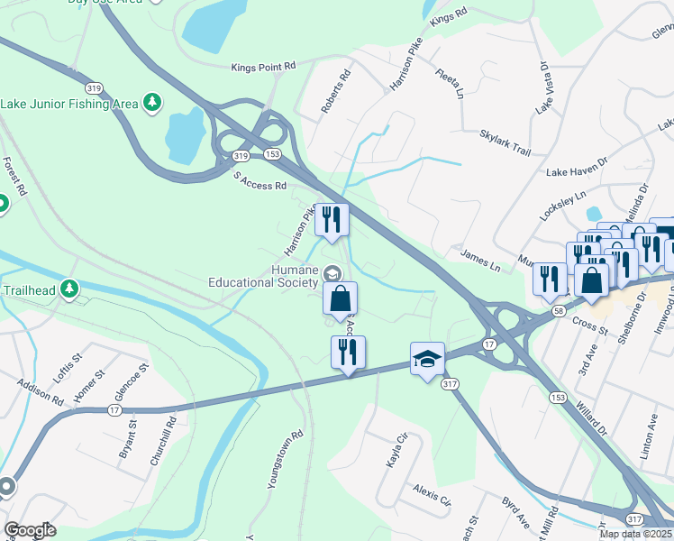 map of restaurants, bars, coffee shops, grocery stores, and more near 4200 Randolph Circle in Chattanooga