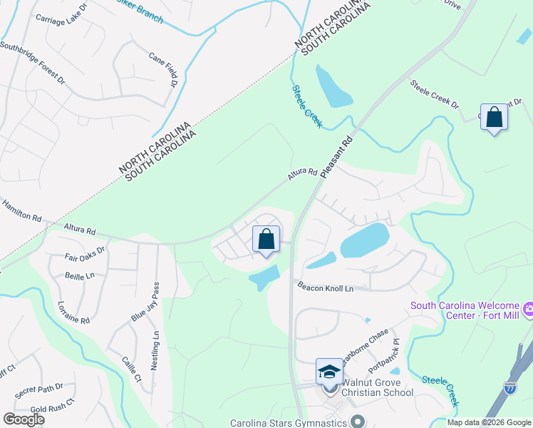 map of restaurants, bars, coffee shops, grocery stores, and more near 327 River Clay Road in Fort Mill