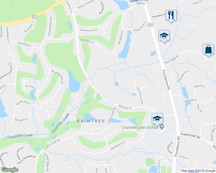 map of restaurants, bars, coffee shops, grocery stores, and more near 9038 4 Mile Creek Road in Charlotte