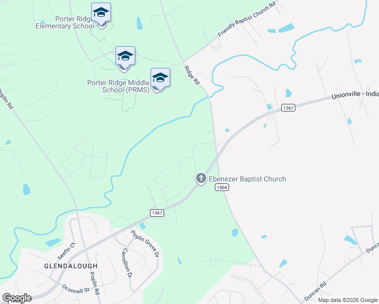 map of restaurants, bars, coffee shops, grocery stores, and more near 2607 Ridge Road in Indian Trail
