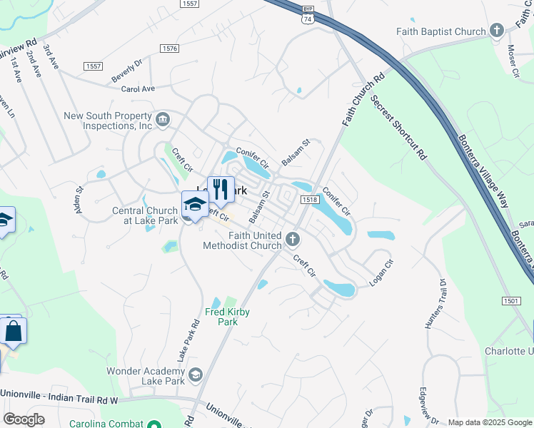 map of restaurants, bars, coffee shops, grocery stores, and more near 6914 Margaret Court in Indian Trail