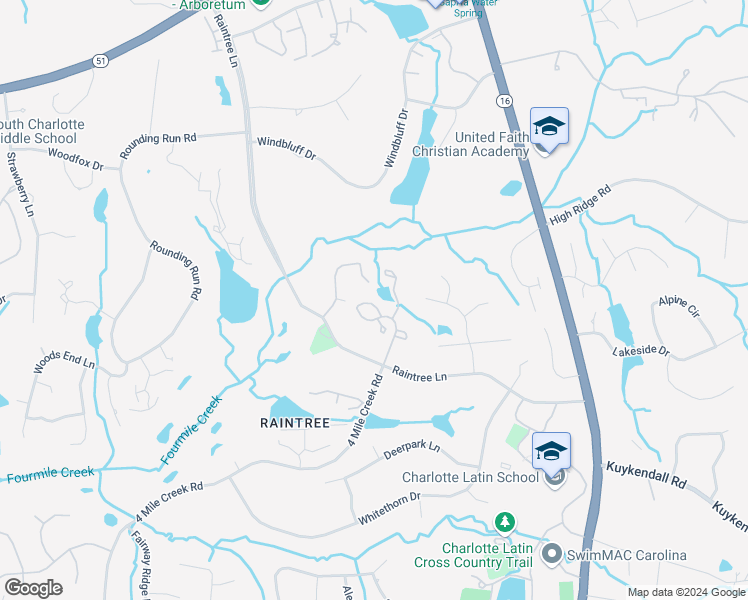 map of restaurants, bars, coffee shops, grocery stores, and more near 9016 4 Mile Creek Road in Charlotte