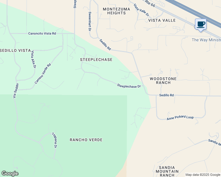 map of restaurants, bars, coffee shops, grocery stores, and more near 106 Steeplechase Drive in Tijeras