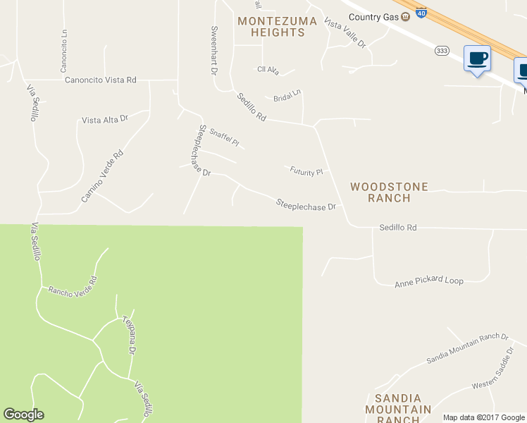 map of restaurants, bars, coffee shops, grocery stores, and more near 106 Steeplechase Drive in Tijeras