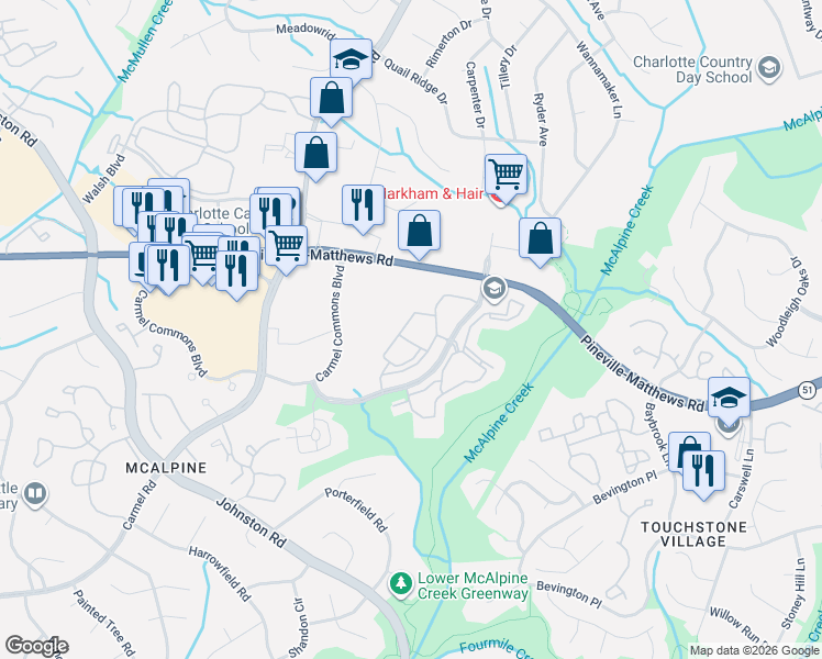 map of restaurants, bars, coffee shops, grocery stores, and more near in Charlotte