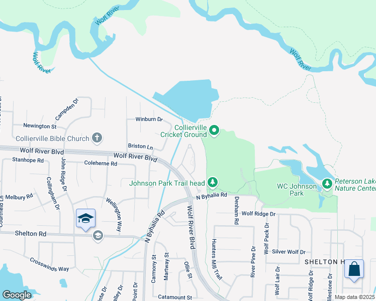 map of restaurants, bars, coffee shops, grocery stores, and more near 1657 Dehaig Lane in Collierville