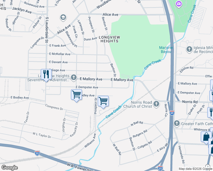 map of restaurants, bars, coffee shops, grocery stores, and more near 811 East Dempster Avenue in Memphis