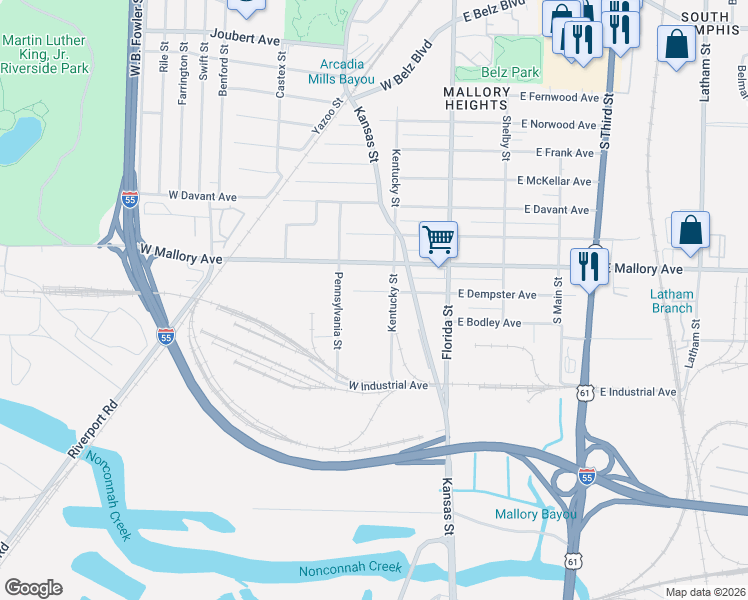 map of restaurants, bars, coffee shops, grocery stores, and more near 89 West Dempster Avenue in Memphis