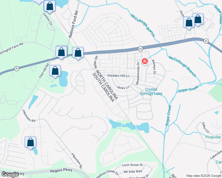 map of restaurants, bars, coffee shops, grocery stores, and more near 3015 Cross Vine Lane in Fort Mill