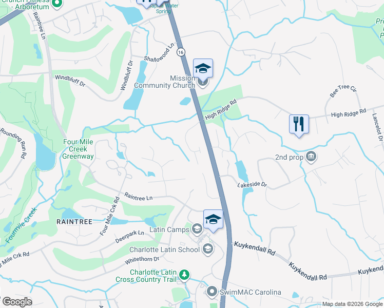 map of restaurants, bars, coffee shops, grocery stores, and more near in Charlotte