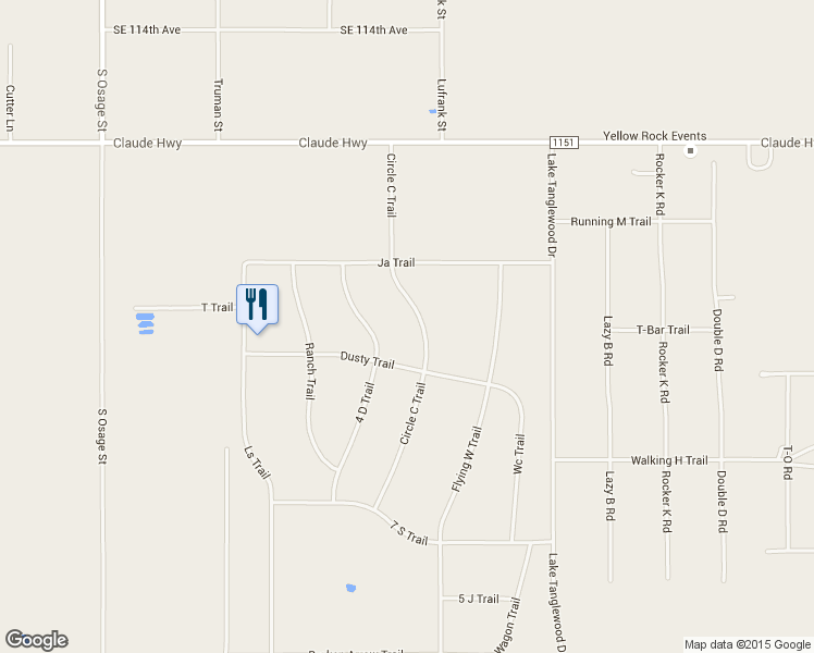 map of restaurants, bars, coffee shops, grocery stores, and more near 11816 Circle C Trail in Amarillo