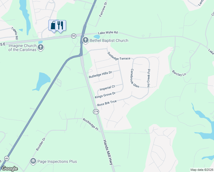 map of restaurants, bars, coffee shops, grocery stores, and more near 1460 Imperial Court in York