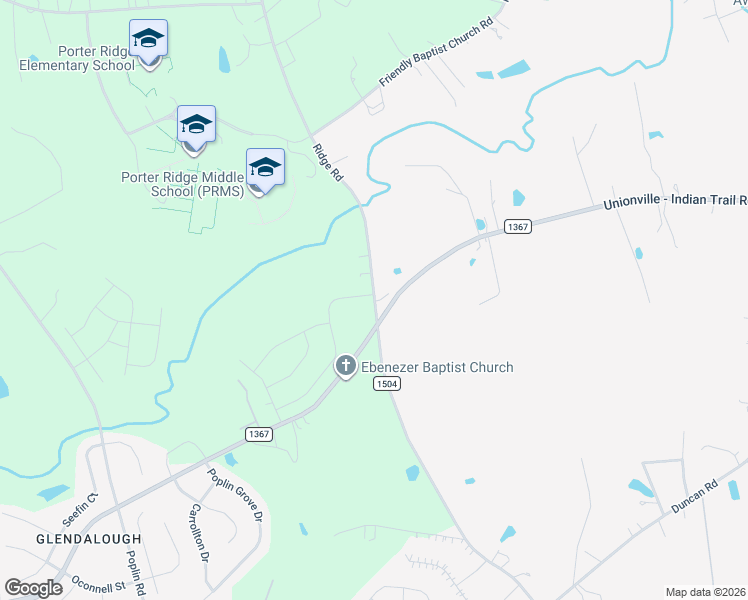 map of restaurants, bars, coffee shops, grocery stores, and more near 2607 Ridge Road in Indian Trail