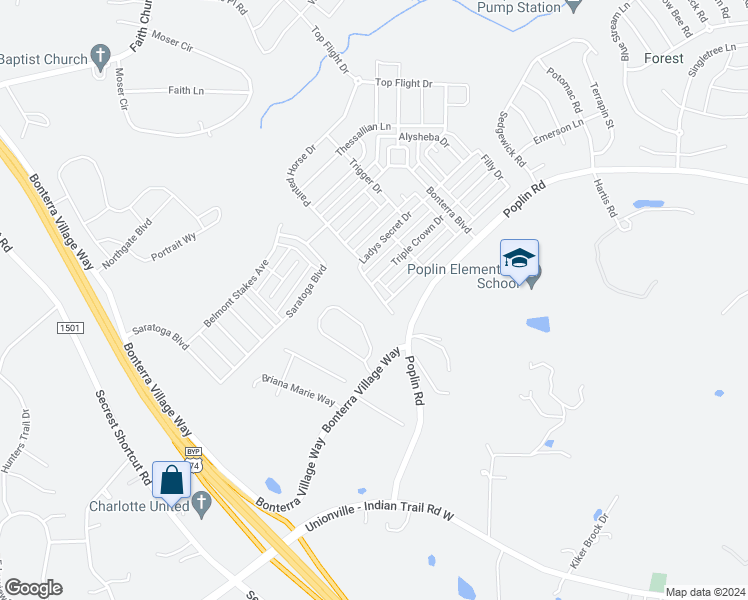 map of restaurants, bars, coffee shops, grocery stores, and more near 4003 Ladys Secret Drive in Indian Trail
