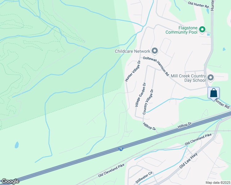 map of restaurants, bars, coffee shops, grocery stores, and more near 8325 Troubadour Way in Ooltewah