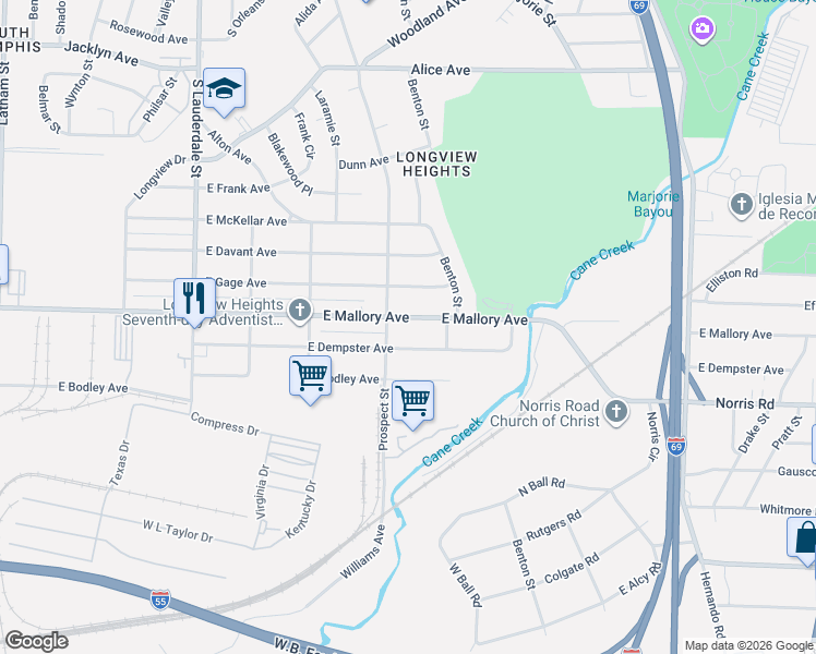 map of restaurants, bars, coffee shops, grocery stores, and more near 814 East Mallory Avenue in Memphis