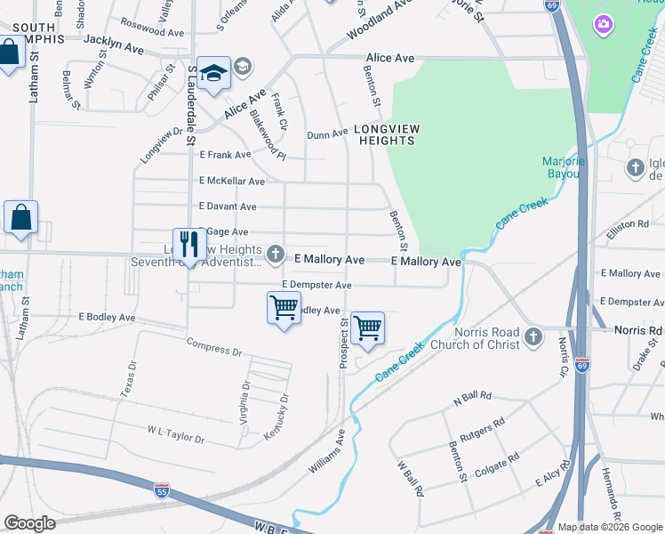 map of restaurants, bars, coffee shops, grocery stores, and more near 768 East Mallory Avenue in Memphis