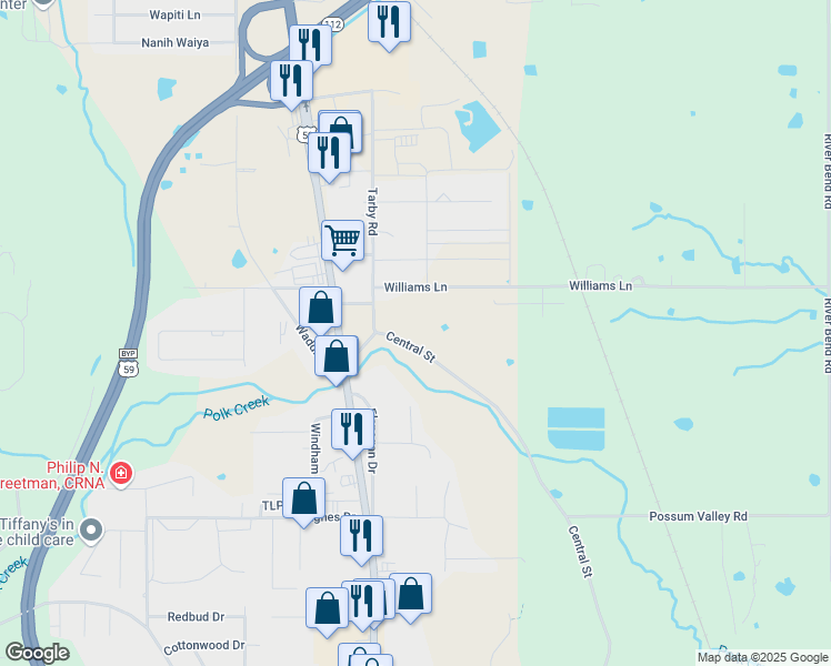 map of restaurants, bars, coffee shops, grocery stores, and more near 920 Tarby Road in Poteau