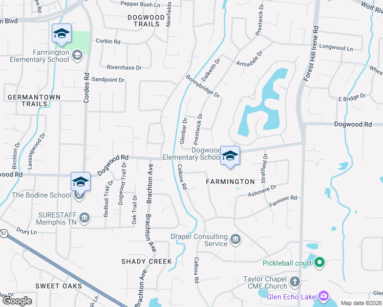 map of restaurants, bars, coffee shops, grocery stores, and more near 2292 Prestwick Drive in Germantown