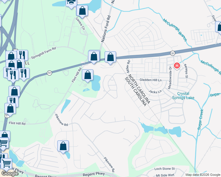 map of restaurants, bars, coffee shops, grocery stores, and more near 328 Deep Water Lane in Fort Mill