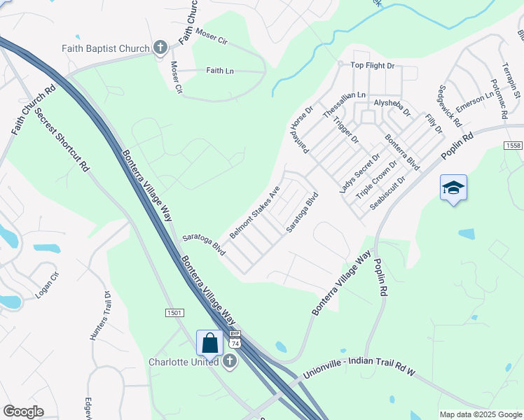 map of restaurants, bars, coffee shops, grocery stores, and more near 1003 Hercules Drive in Indian Trail
