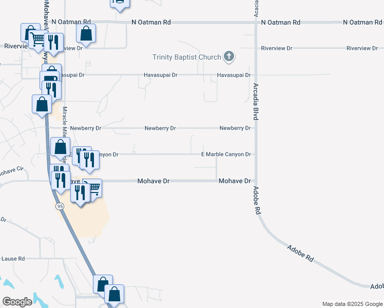 map of restaurants, bars, coffee shops, grocery stores, and more near 1860 East Marble Canyon Drive in Bullhead City
